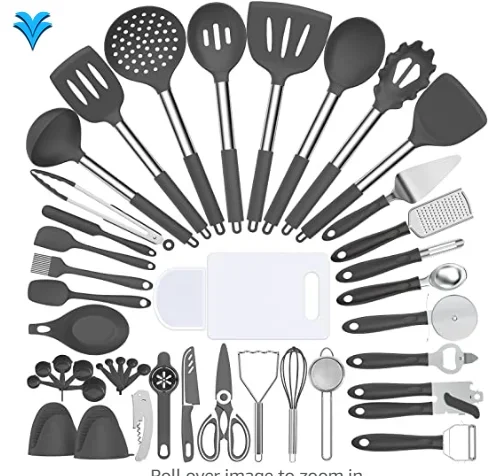 

42 Pieces Silicone Utensil Set Cooking Tools Kitchenware Cookware Sets with Stainless Steel Handle Head