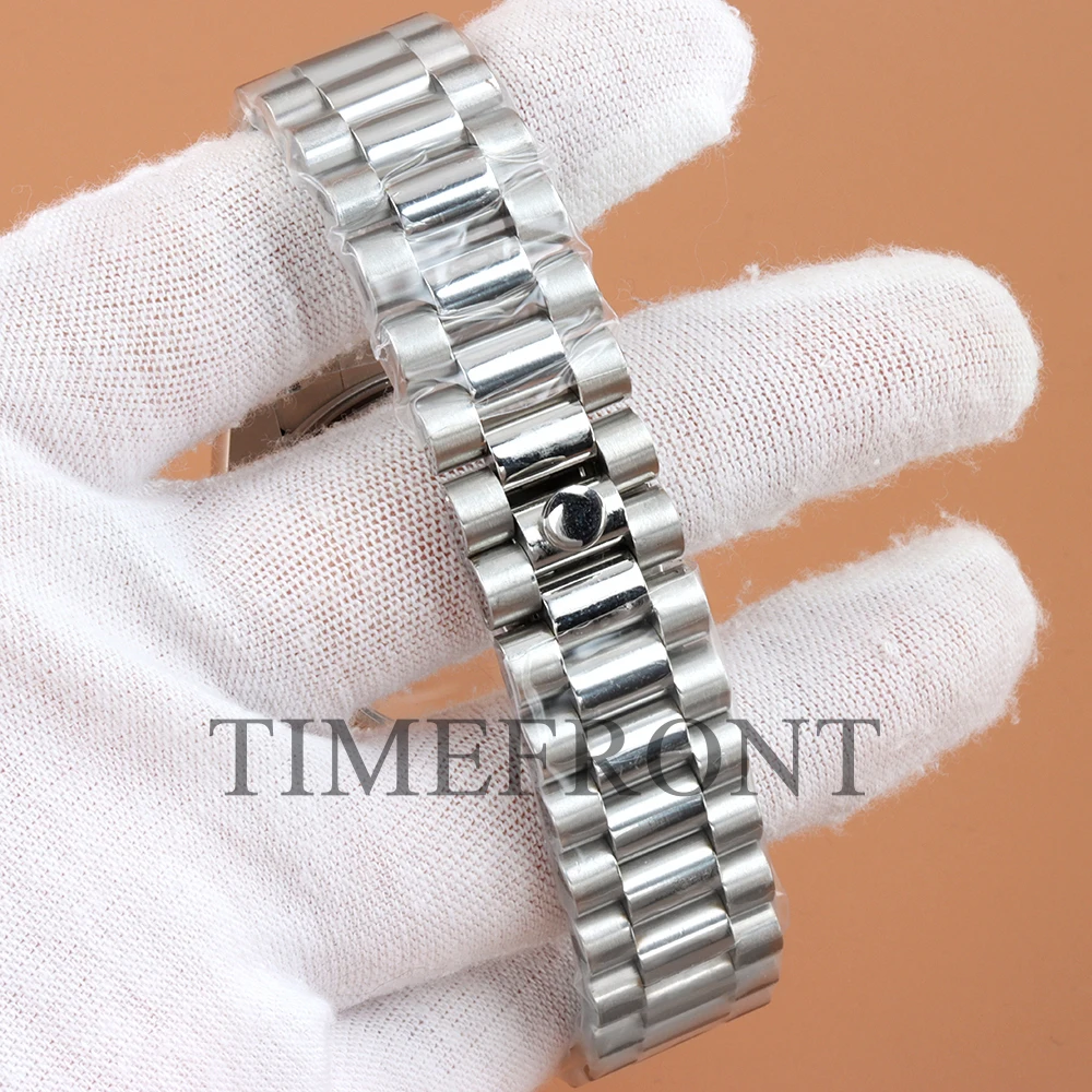 With 28.5mm NH35 Arabic Numerals Dial and Hands 36MM 39MM Watch Case For nh35 nh36 Movement Waterproof Silver Presidential Strap
