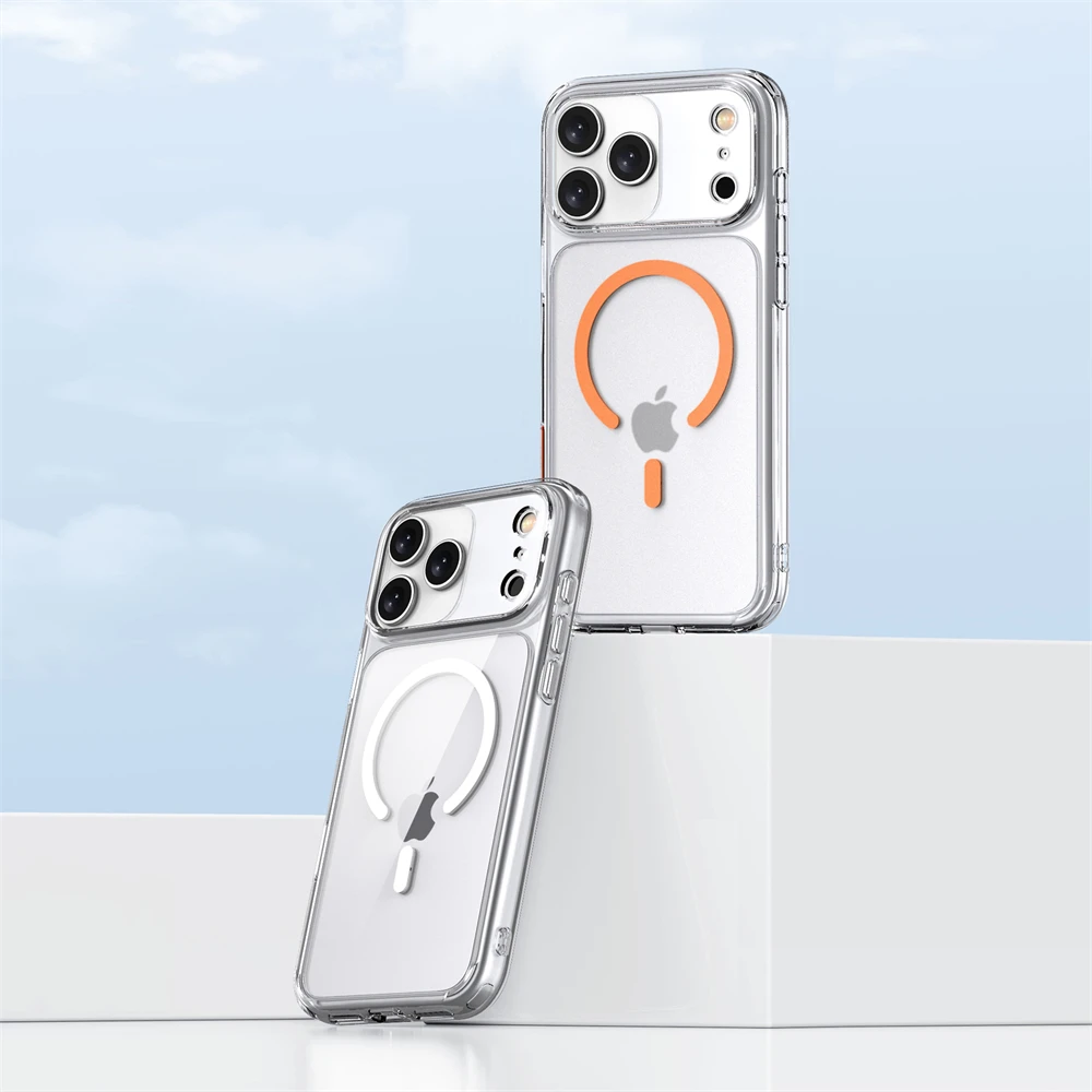 حافظة مغناطيسية شفافة لهاتف آيفون 17 اير برو ماكس بلس لهاتف Magsafe شحن لاسلكي شفاف غطاء مقاوم للصدمات ملحقات الهاتف
