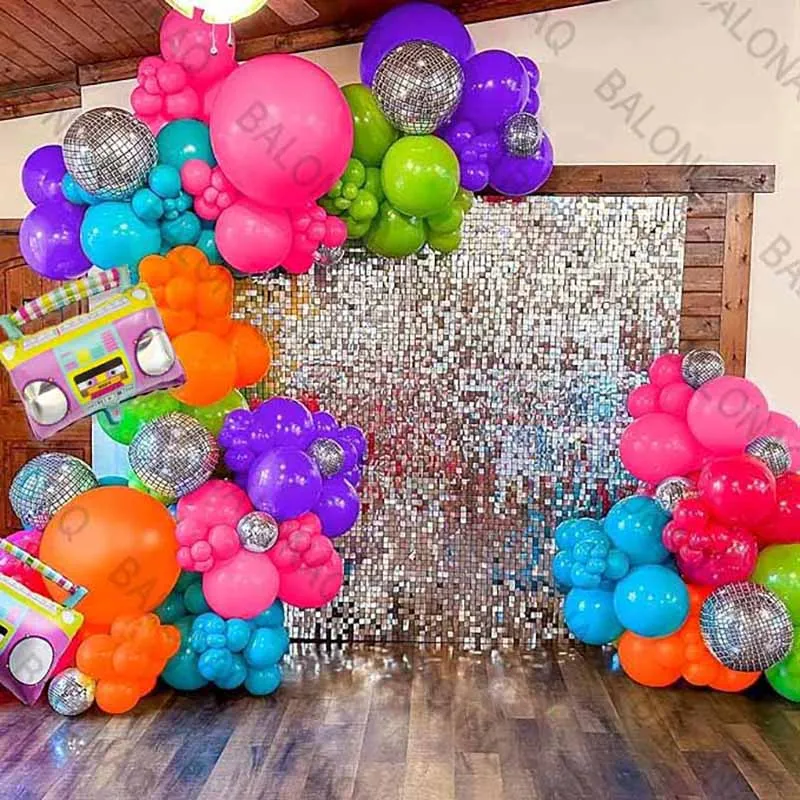 68pcs 80s 90s Retro Party Birthday Balloon Garland Arch Inflatable Piano Rock Toys Globos Decoration Disco Photo Props Backdrop