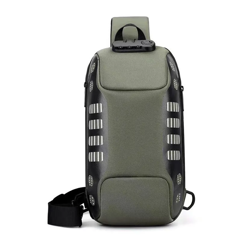 Bolsa de peito, mochila de ciclismo masculina, mochila pequena de negócios à prova d'água e antirroubo, bolsa crossbody camuflada multifuncional