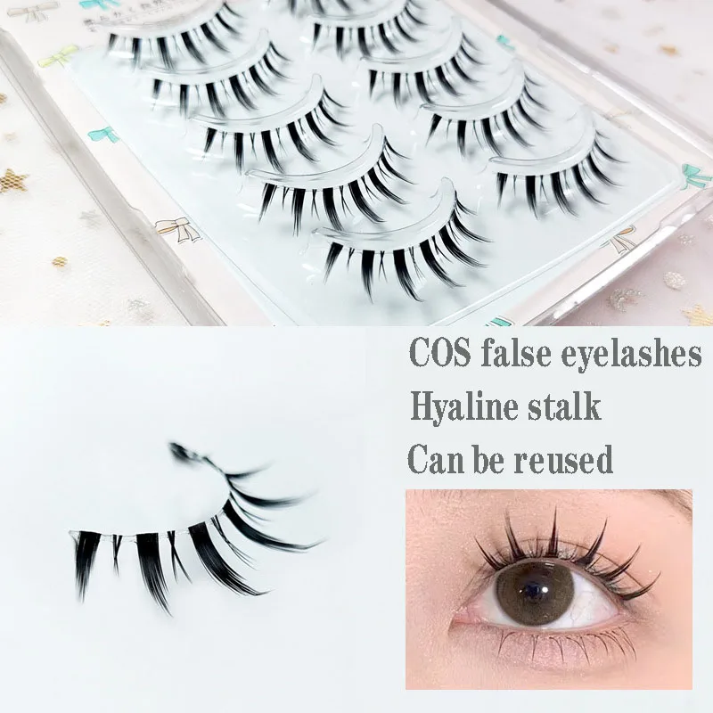 Nuovo stile 5 paia donne trucco giapponese naturale ciglia finte breve sottile estensione ciglia Cosplay ciglia finte all'ingrosso