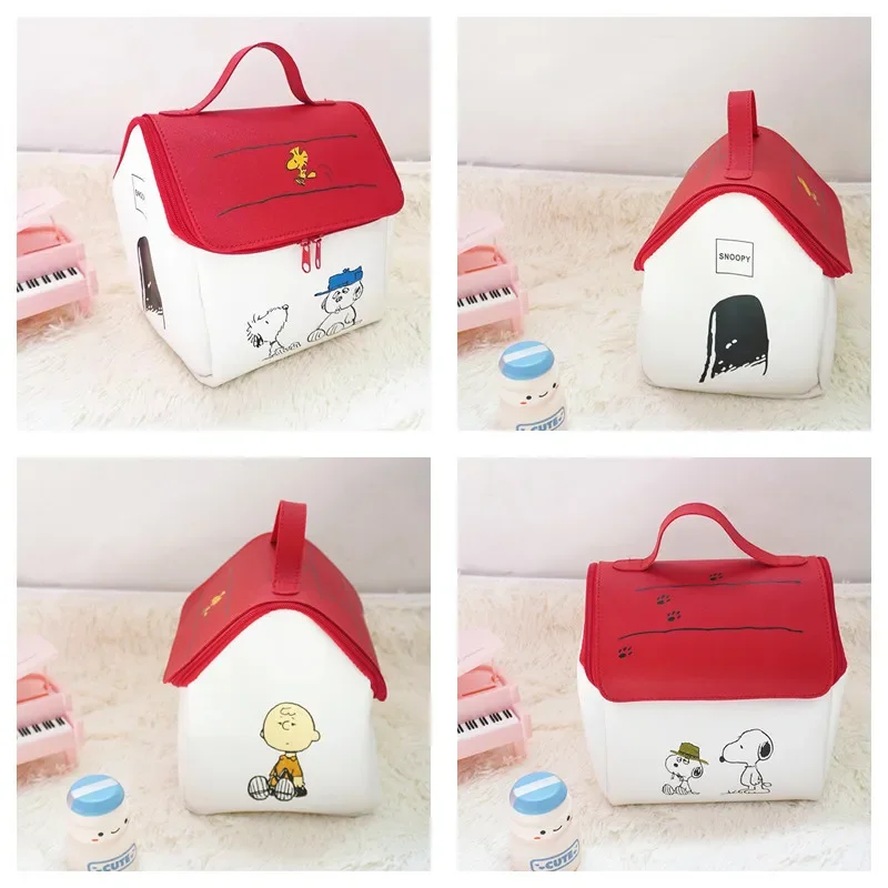 Snoopy Cosmetic Bag Anime Cute Cartoon House Car Shape Storage Bag Handbag Wash Bag Children\'s Women Christmas Gifts Toys Girls