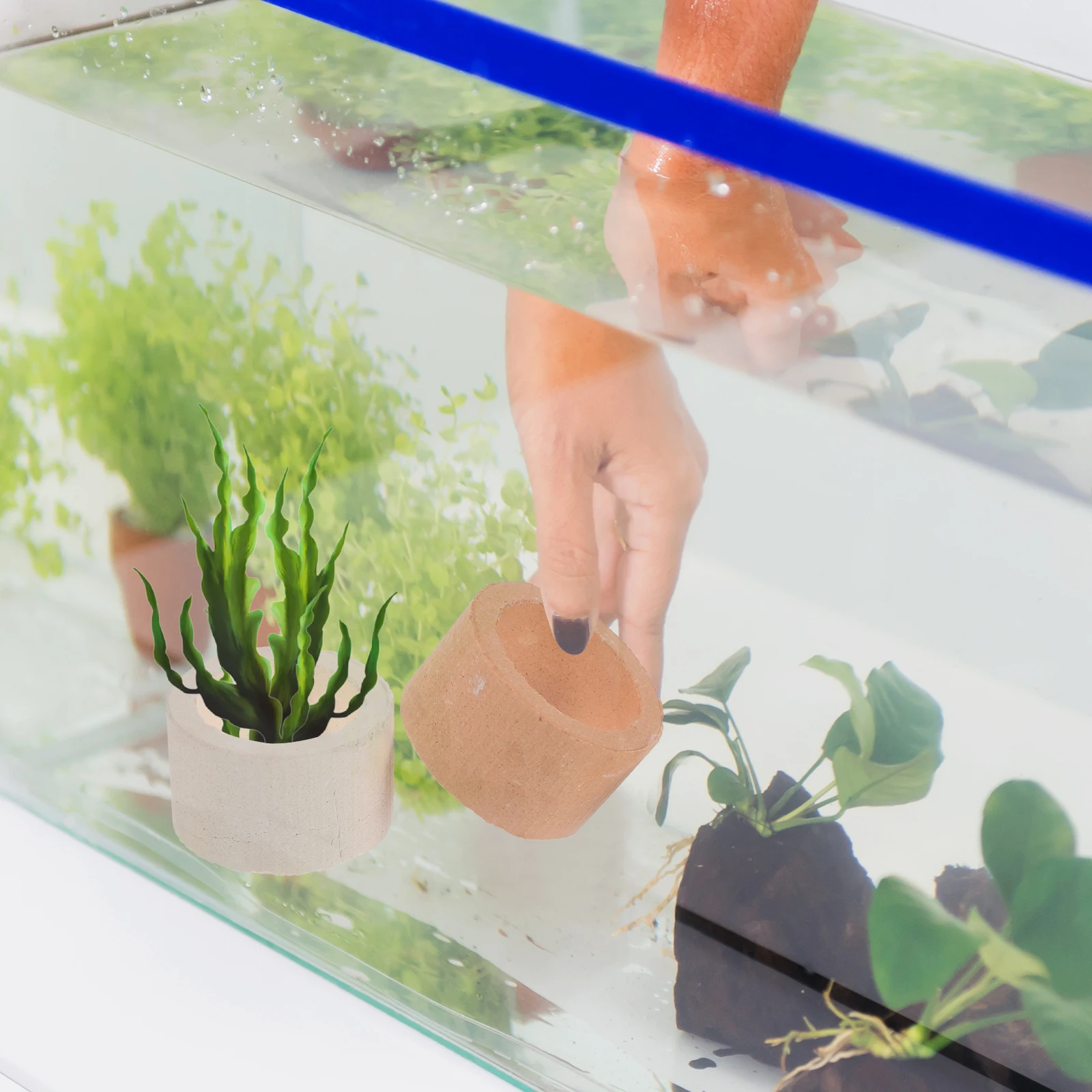 

12Pcs Aquarium Plant Holders Ceramic Fish Tank Rings Underwater Plant Fixing Rings Water Grass Holder Fish Tank Accessories