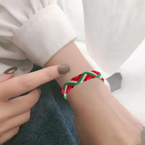 Popular Red Green White Black Rope Hand Woven Rope Bracelet Ladies Fashion Hand Tibetan Woven Watermelon Bracelet Girl Jewelry