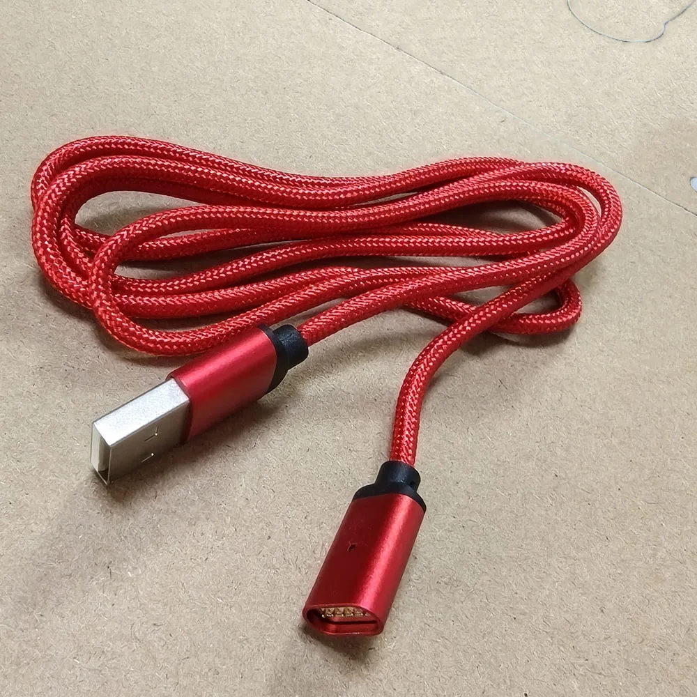 1Pcs Red Magnetic Charging Cable Plug Fast Charge USB Micro Type C Magnet Data Charging Cable