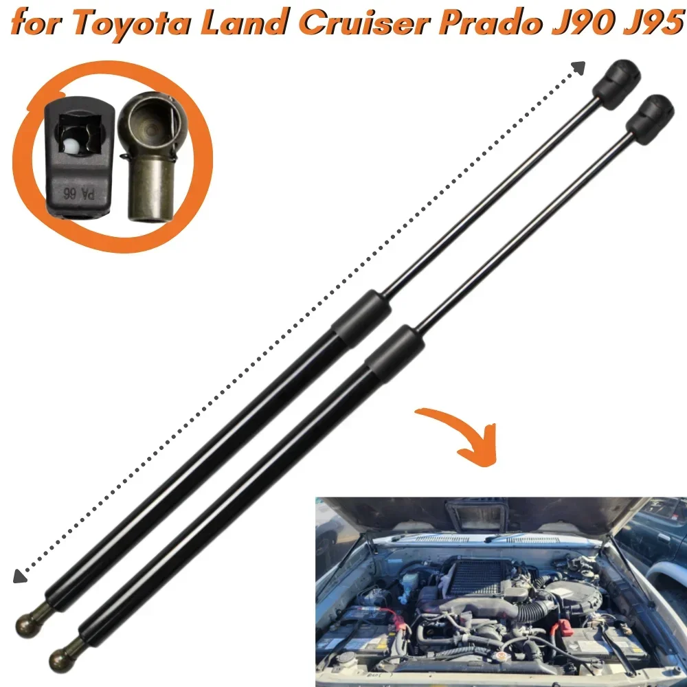 Qty(2) Hood Struts for Toyota Land Cruiser Prado J90 J95 Series 1996-2002 Front Bonnet Gas Springs Shock Absorbers Lift Supports