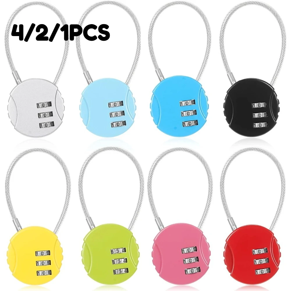 Zinc Alloy 3 Digit Combination Cable Lock Resettable Wire Padlock For Gym Locker Backpack Helmet School Cabinet Anti Theft