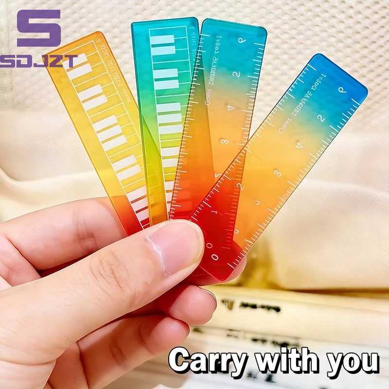 5/10/50pcs Colorful Iridescent Cartoon Palm Ruler Mini Straight Ruler Student Notebook Pocket Portable Gradient Measuring Tool