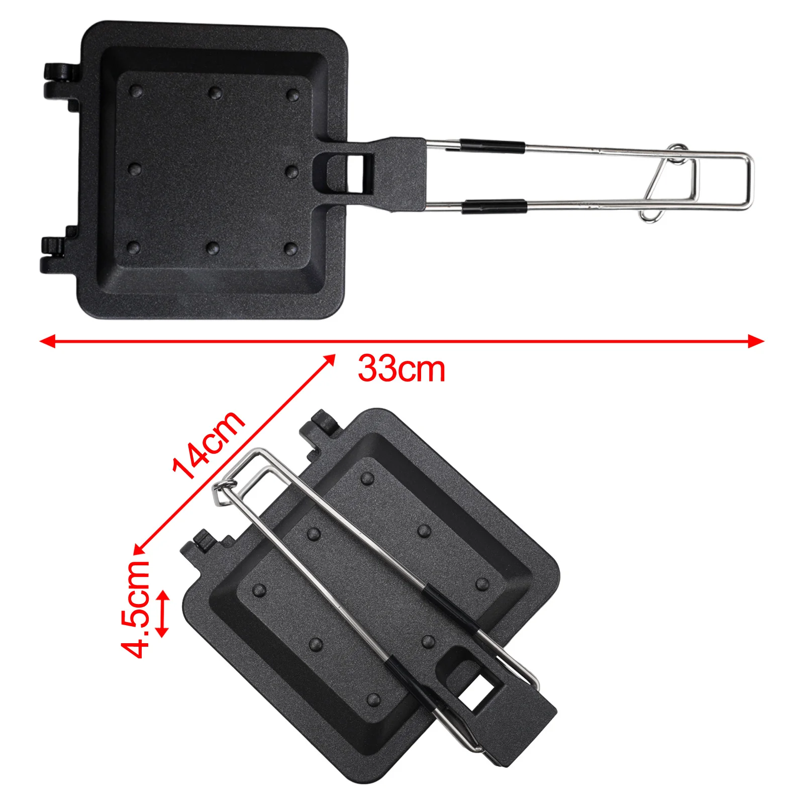 Viajes para acampar 33*14*4,5 cm parrilla para acampar sartén para parrilla para sándwich portátil 33*14*4,5 cm parrilla para sándwich portátil negra