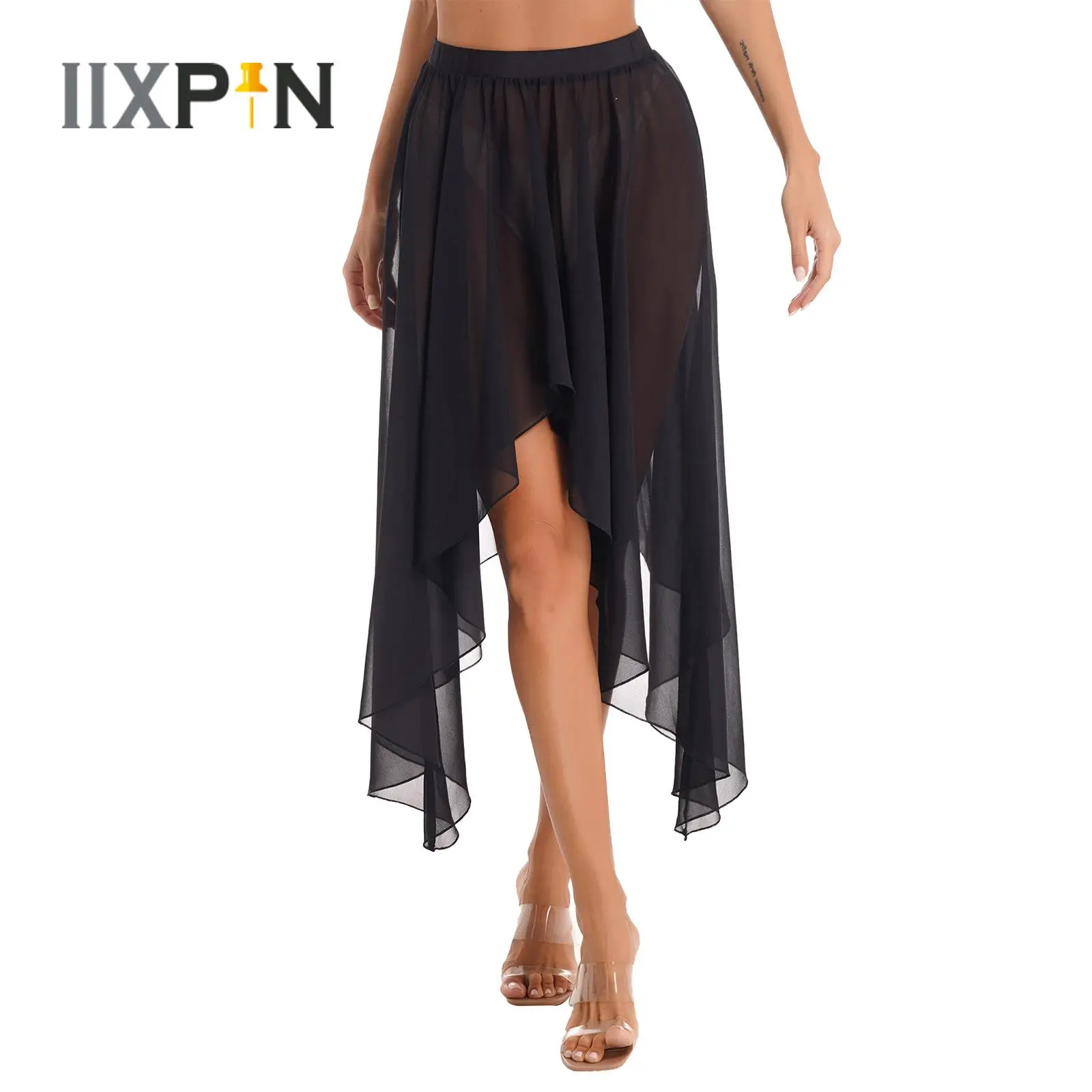 

Womens Belly Dance Skirt New Semi See Through Solid Color Elastic Skirts Oriental Bellydance Dancewear Stage Performance Costume