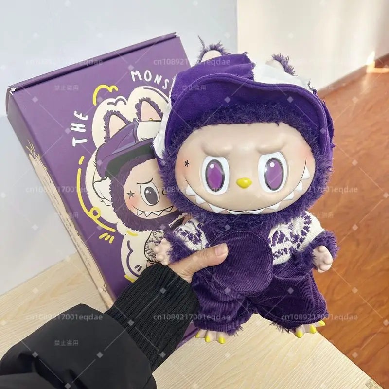 High Quality 1:1 Anime Labubu Monster Series Fancy Purple Milan 38cm Fashion Week Vinyl Doll Ornament Replica Toy Birthday Gifts