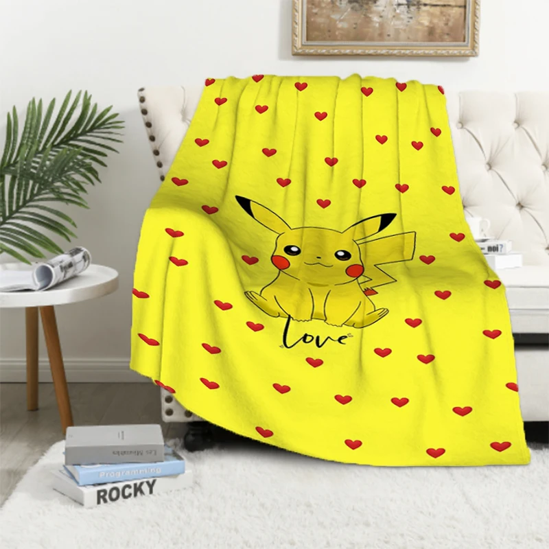 Pokemon Hot Cartoon Pikachu Figures Anime Flannel Blanket Home Sofa Lunch Break Blankets Children Student Blankets Nap Cover Kid