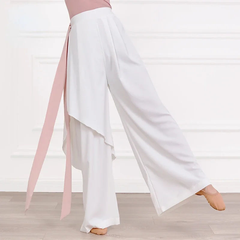 Women Modern Dance Training Pants Loose and Elegant 2 Layer Wide-Leg Pants Classical Dance Jazz Dance Performance Pants