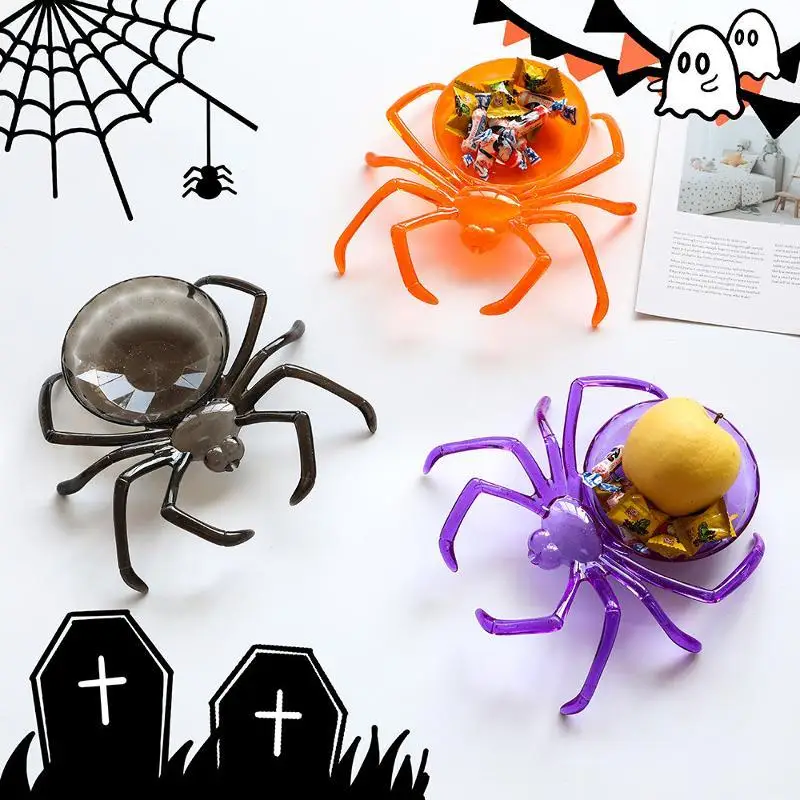Halloween Spider Shape Fruit Candy Bowl Multicolor Snack Tray Storage Container Bar Table Home Festival Party Decoration Prop
