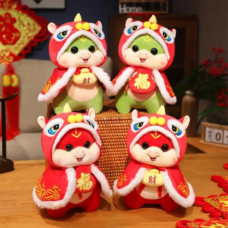 Cape style awakening lion snake dolls 2025 Chinese New Year Snake Stuffed Animal Doll Plush Snake Figure Lion Cape snake dolls