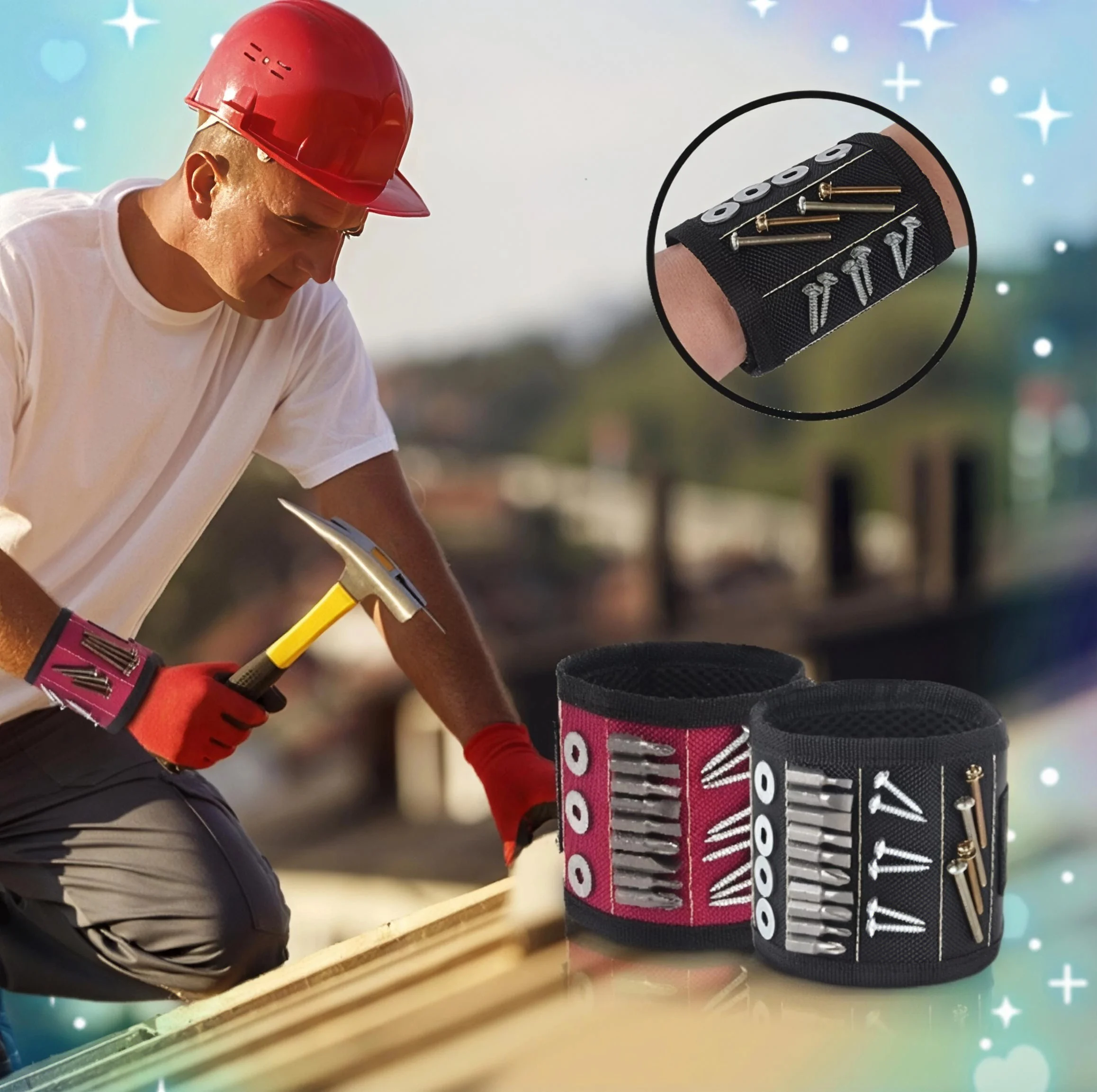 Powerful Magnetic Tool Magnetic Wristband - Used to Secure Screws, Nails, Drill Bits, and Strong Magnetic Wrist Tool Kits Parts