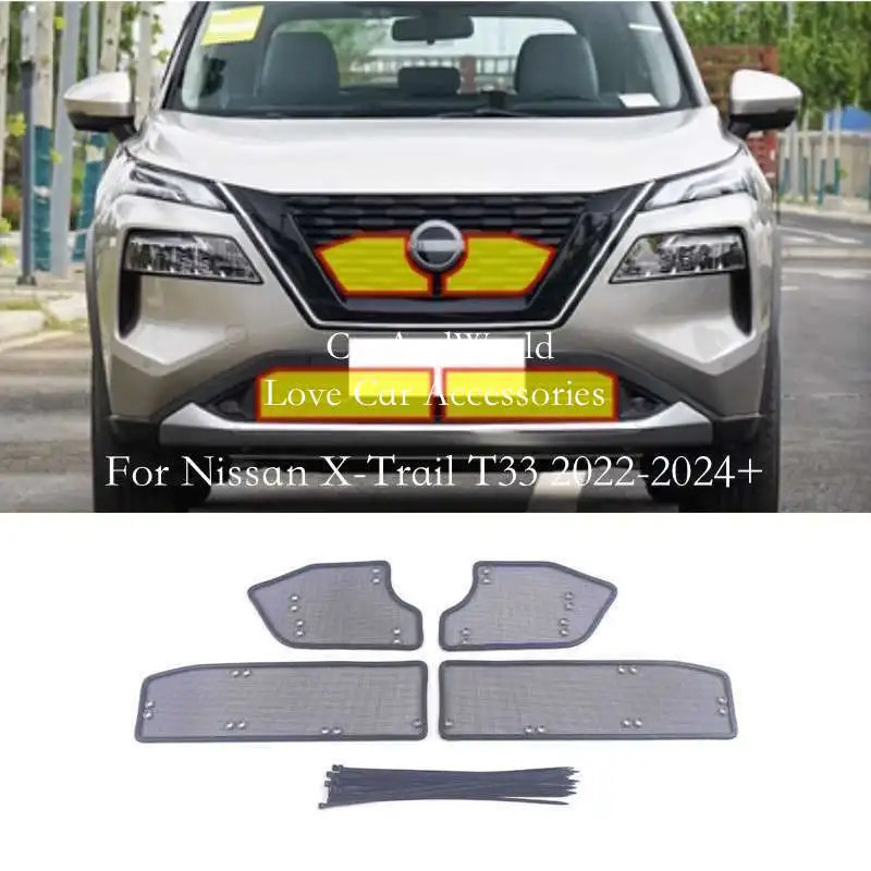 Middle Grilles Insert Net Insect Protector Guard Mesh Trims Cover Car Accessories For Nissan X-trail Rogue T31 T32 T33 2008-2024