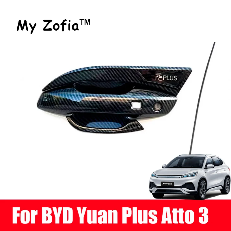 

For BYD Yuan Plus ATTO 3 Yuan Plus EV 2023 2024 2025 Car Styling Door Handle Bowl Cover ABS Carbon Fiber Modified Accessories