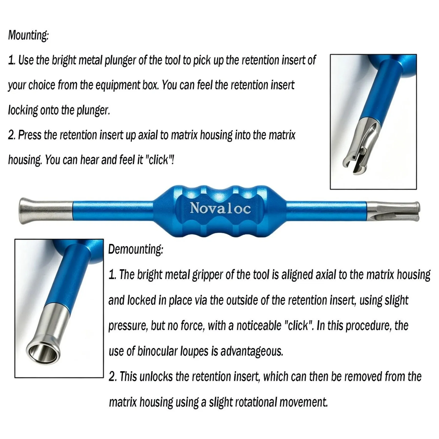 Novaloc Retention Insert Remover Installer Tool Implant Overdenture Hand Instrument For Dentist