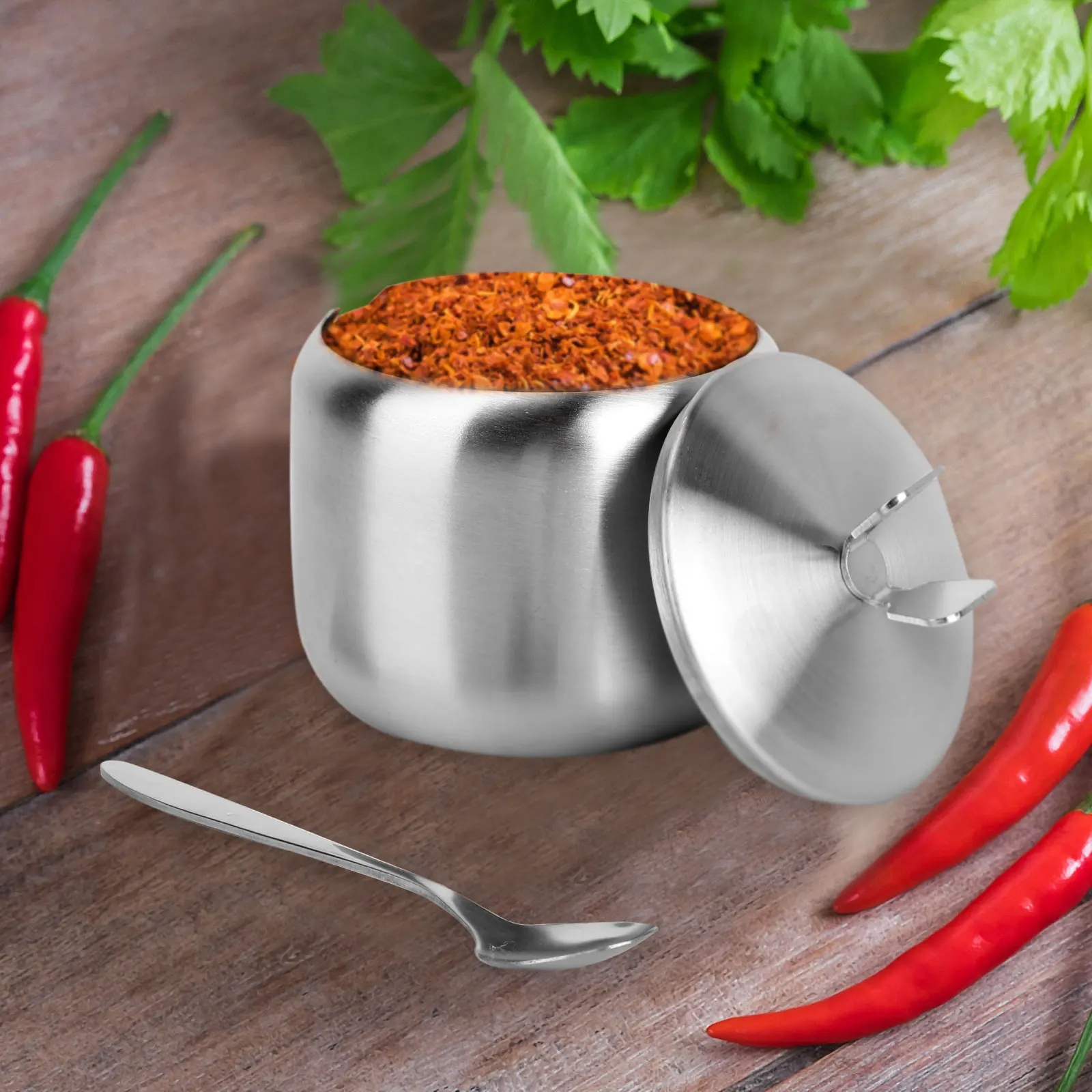 

Stainless Steel Jar Spice Containers Storage Jars Lids for Kitchen Home Salt Storage Container Salt Pepper Sugar