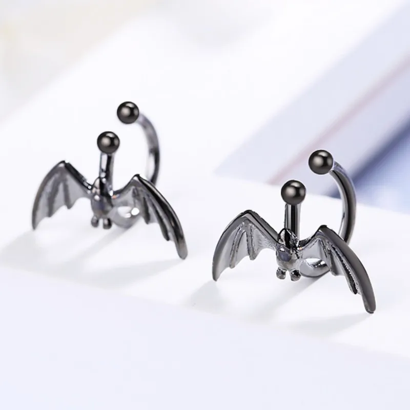 Bat Genius Design Clips On Earrings For Womens Silver Color Ear Cuff Couple Jewelry For Lover's pendientes