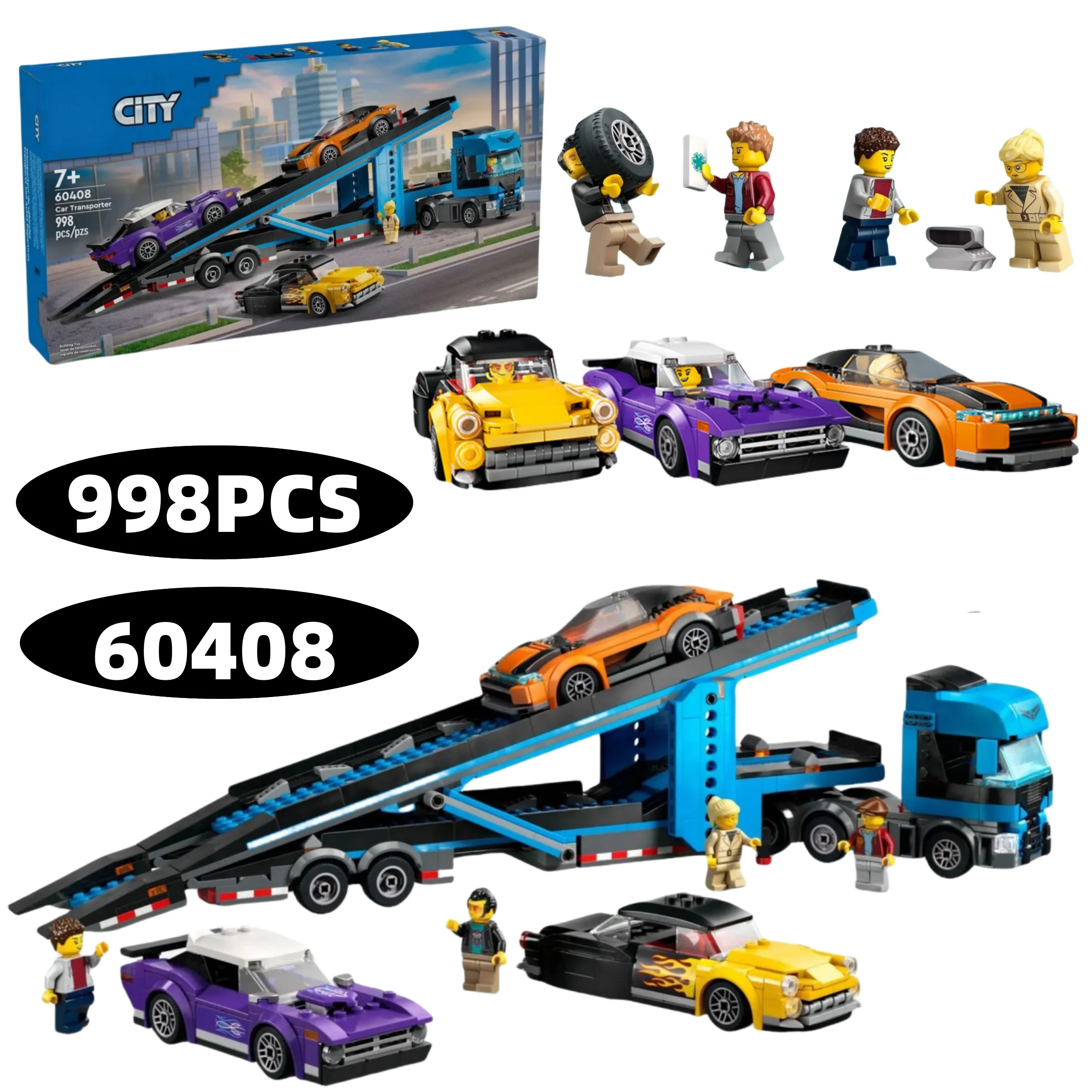 998PCS compatible assembly city series 60408 sports car transport vehicle creative building block toys children's birthday gifts