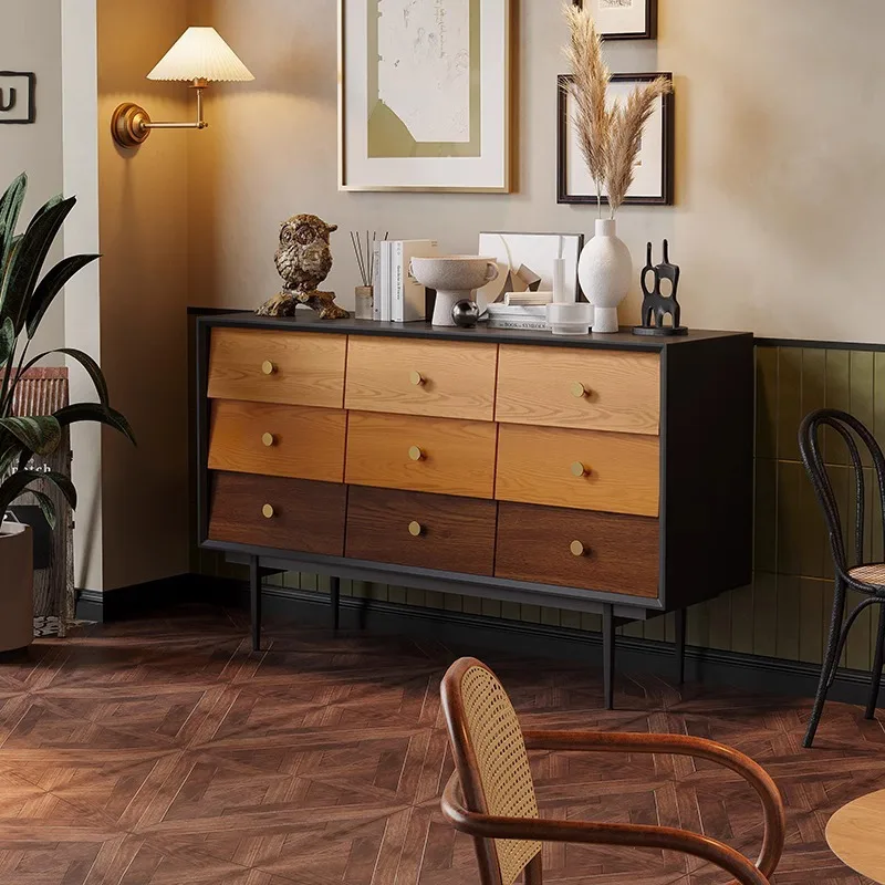 

Solid wood nine-chest cabinet, household storage side cabinet, living room, bedroom, bedside small apartment storage drawer