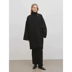 LUXURY-Double-Sided Woolen Long Coat, Minimalist Design Windbreaker, Autumn and Winter, New, 2024