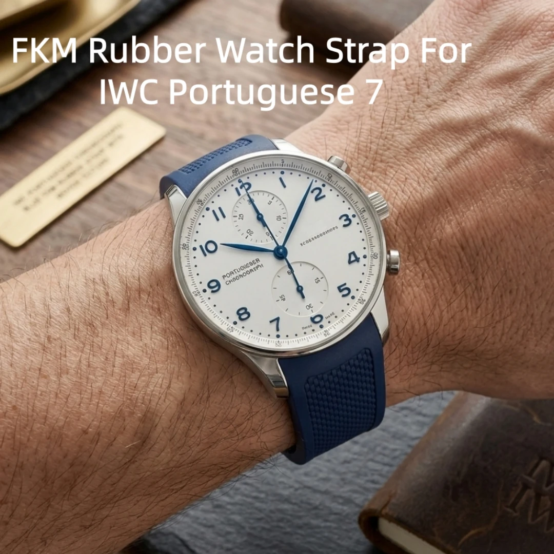 20mm Curved End FKM Rubber Watch Strap Fit For IWC Portuguese 7 No Gap Perfectly Fit Watch Band For Portugieser 7