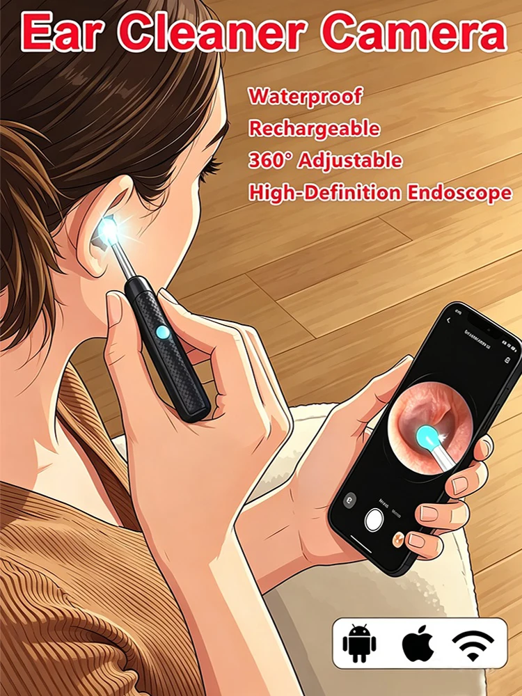 

Smart Ear Cleaner with Camera Set Ear Sticks Otoscope USB-C Charging Endoscope Wax Removal Tool Earpick Ear Cleaner Camera Set