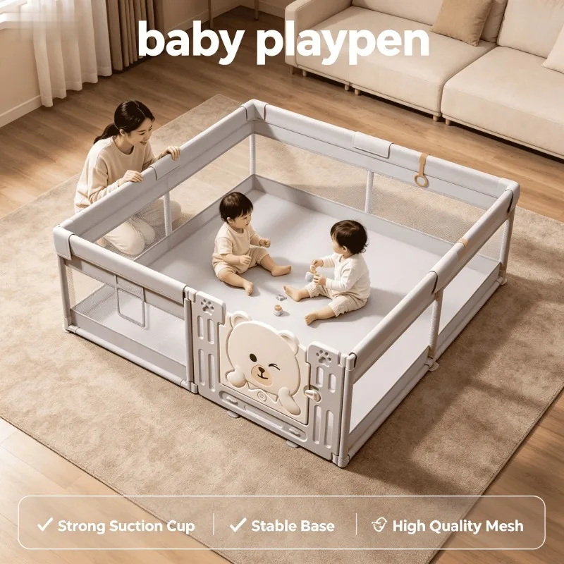

Portable Foldable Safety Gate BPA Free Easy Setup 6 Panel Indoor Toddler Play Yard Home Safety Fence Playpen Baby Baby Playpen