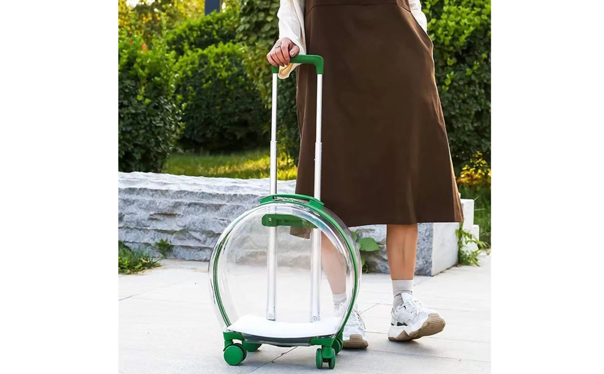 Transparent Pet Carrier Large Capacity Feline Carrier Trolley Feline Trolley Case Telescoping Handle Clear Shell for Travel Transparent Pet Carrier Large Capacity Feline Carrier Trolley Feline Trolley Case Telescoping Handle Clear Shell for Travel