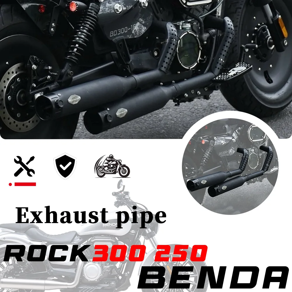 Modified Valve Exhaust Right Dual Outlet Silent & Straight Pipe Adjustable Sound Deep Tone For BENDA ROCK 250 300
