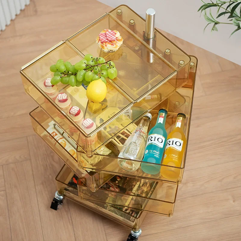 

Wuli House Минималистичная вращающаяся прикроватная тумбочка для спальни Ins Край для хранения косметики Несколько пластиковых ящиков Передвижная полка Шкафы 2024