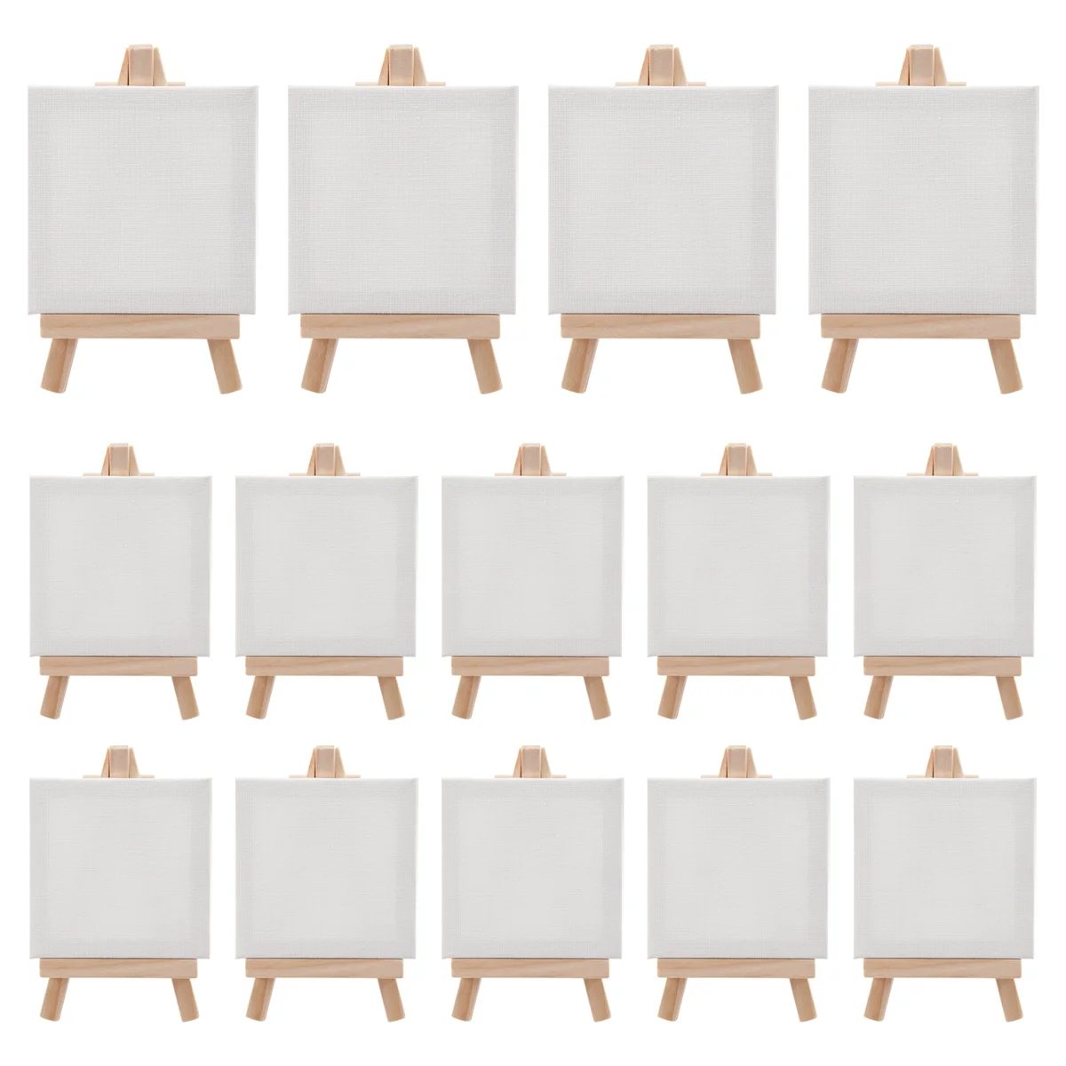 مجموعة فرش قماش وحامل صغير مكونة من 14 قطعة من A07R، قماش 4 × 4 بوصة، قماش ممتد مسبقًا، طقم رسم صغير، حفلة رسم للأطفال