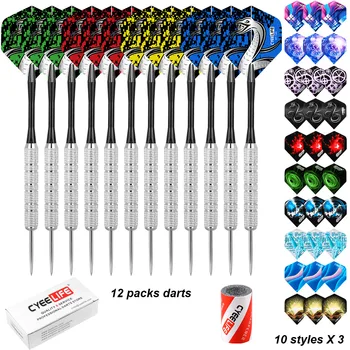 CyeeLife Çelik Uçlu Dart, Alüminyum Naylon Şaftlı, Kalemtıraş, 12 Adet, 20g, 30 Adet Uçuş, 1 Adet