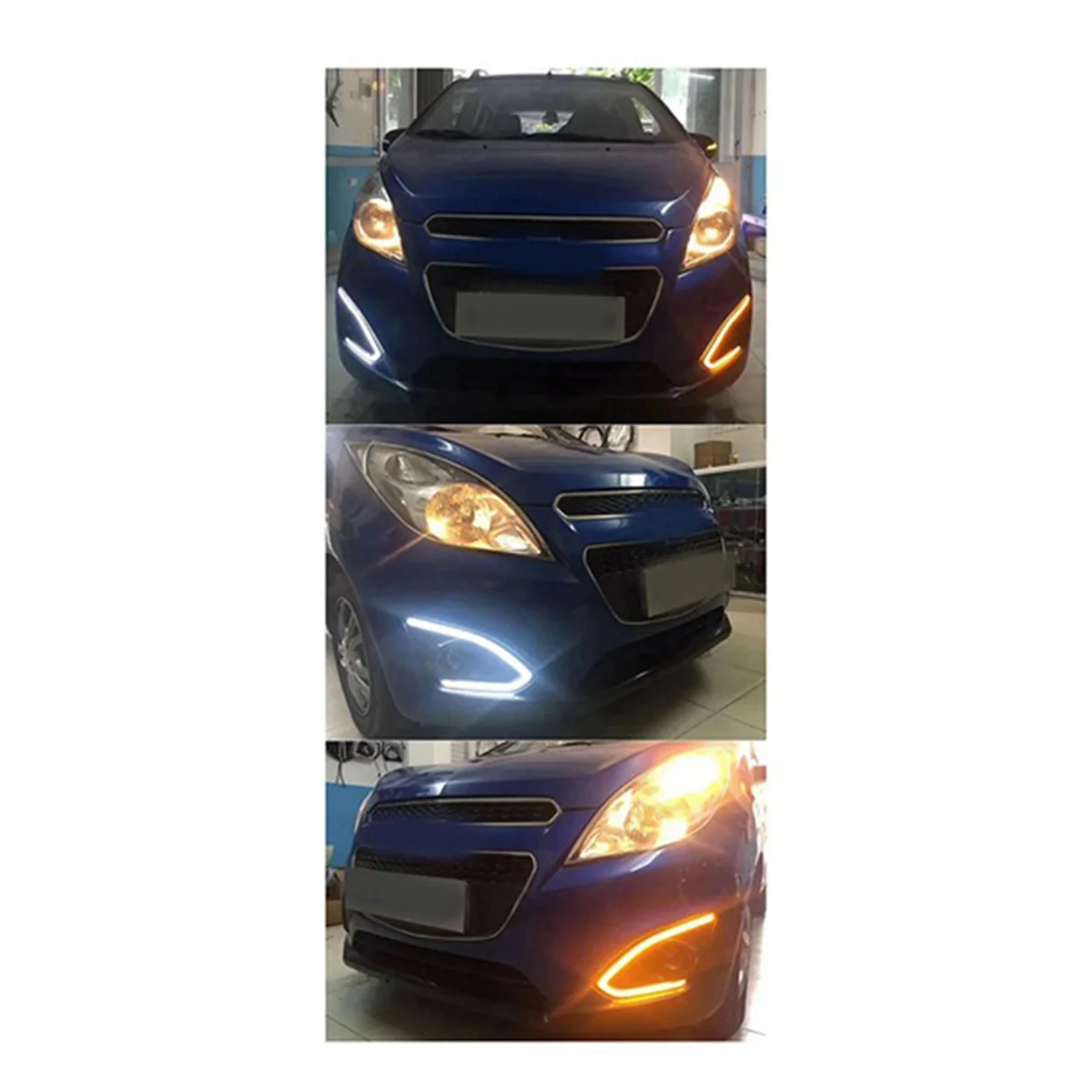 Przednie światła przeciwmgielne 12V światła dzienne dla Chevrolet Spark 2013-2015 kierunkowskazy LED reflektory