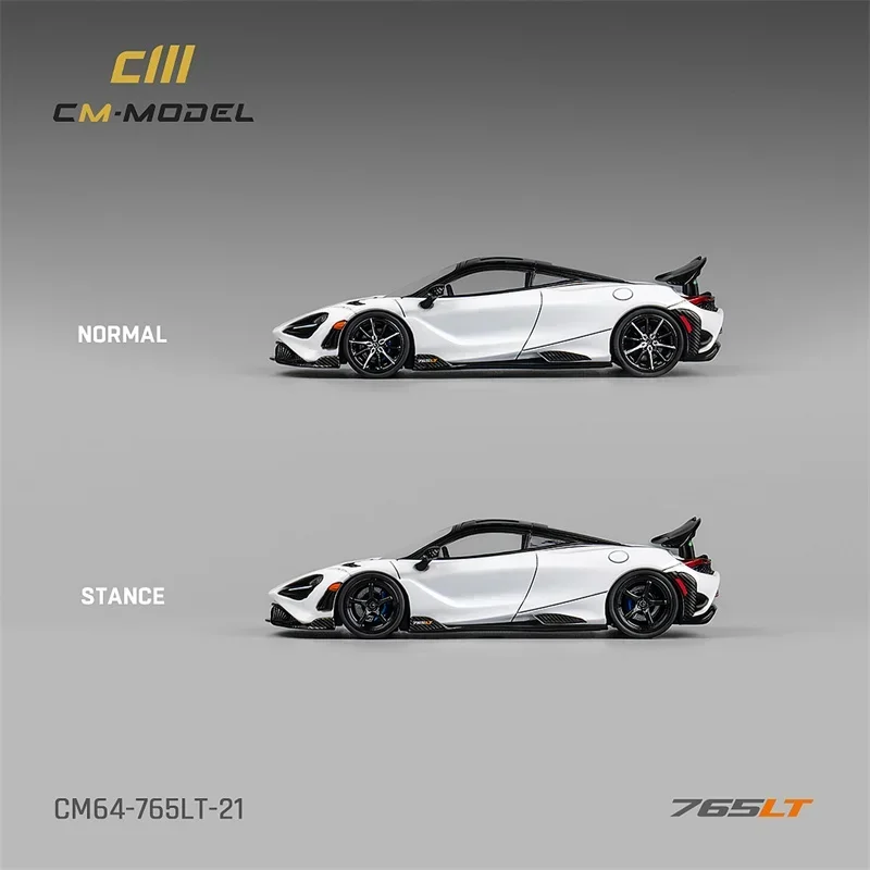 CM MODEL 1:64 765LT White with carbon hood White Diecast Model Car