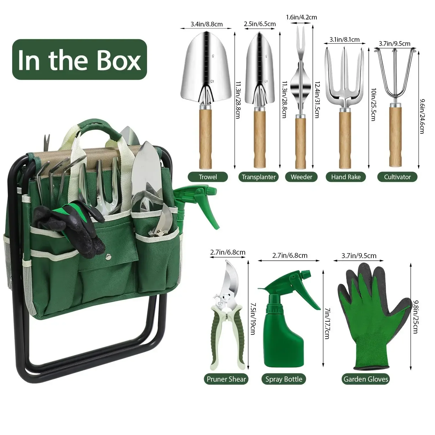 Durable Combination Garden Gardening Tools Set 10 Pcs Detachable Storage Garden Tools Combination