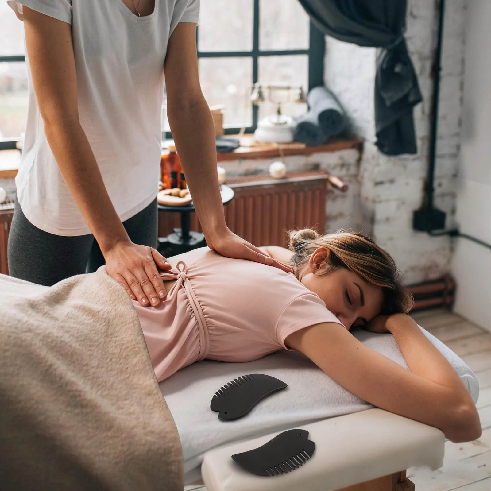 

2 шт. массажная расческа из натурального камня, эргономичная, с гладкими краями, для всего тела, для лица, шеи, спины, ног, волос, кожи головы, массажер для соскабливания, инструмент для красоты