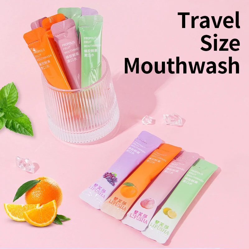 20Pcs Mouthwash Peach/Grape/Orange/Lemon Fresh Breath Teeth Stain Bad Breath Removal Oral Cleaning Tools Portable Mouth Wash