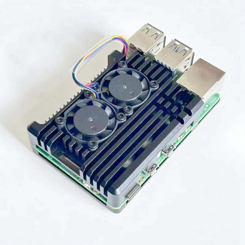 Suitable For Raspberry Pi 5Th Generation Aluminum Shell Raspberry Pi 5 Dual Fan Cooling Protection Box Metal Shell Durable