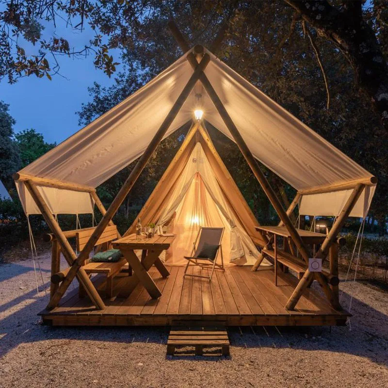 B & B hotel tents, outdoor luxury wooden wild luxury camp tents, resort high-end scenic camping tents