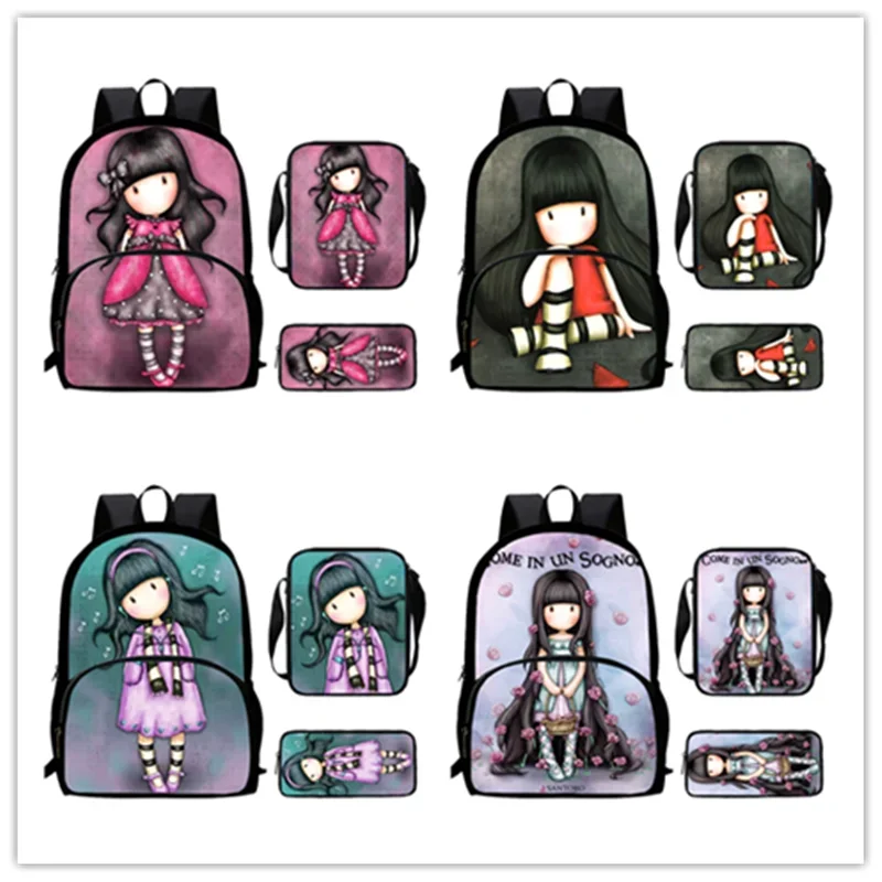 Cartoon Gorjuss santoro  Child School Backpack with Front Pocket,Shoulder Bags,Pencil Bags For,Child School Bags