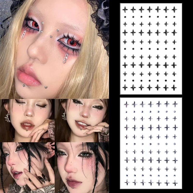 สติ๊กเกอร์ติดริมฝีปากแบบไม่ต้องเจาะ สีดำ กันน้ำ ใช้ซ้ำได้ แหวนตกแต่งริมฝีปาก คิ้ว สะดือ