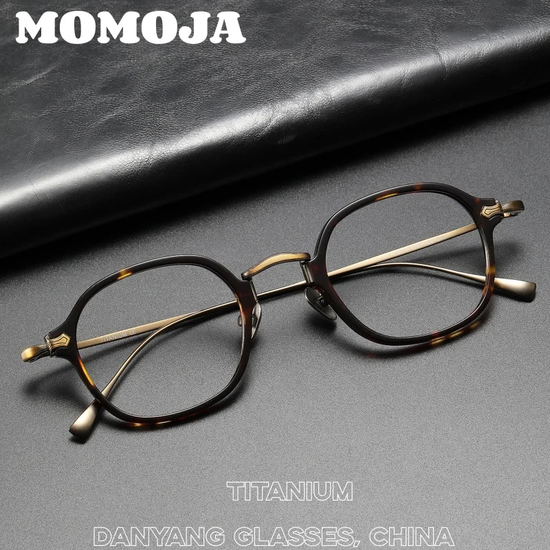 

MOMOJA 2025 New Big-sized Retro Eyeglass Frame Casual Pure Titanium Oval Frame For Men And Women Optical Prescription KMN183