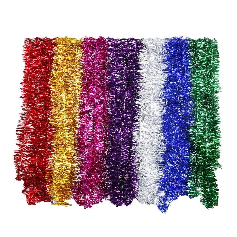 2m Foil Tinsel Ribbon Garland Xmas Tree Wedding Diy Crafts Party Supplies Home Decor Colorful Tinsel Garland Wire Hanging Wreath