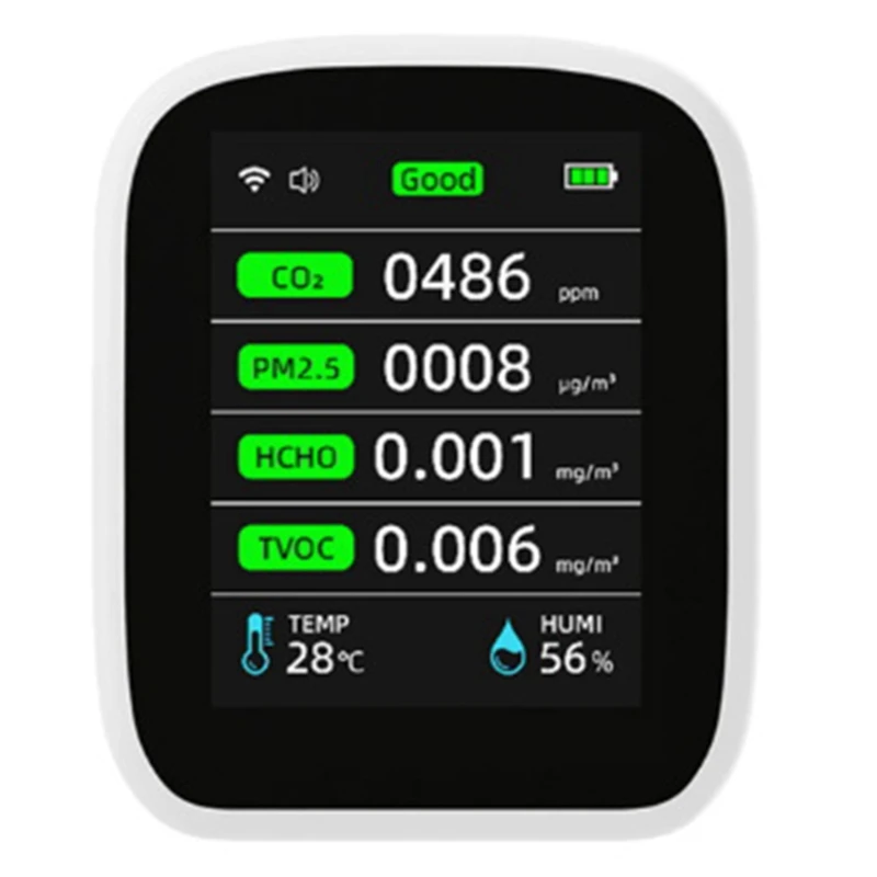 Tuya Wifi Luchtkwaliteit Meter, 8-In-1 Binnenluchtkwaliteit Monitor Draagbare Co2 Monitor Temperatuur En Vochtigheid Tester Eenvoudig Te Gebruiken