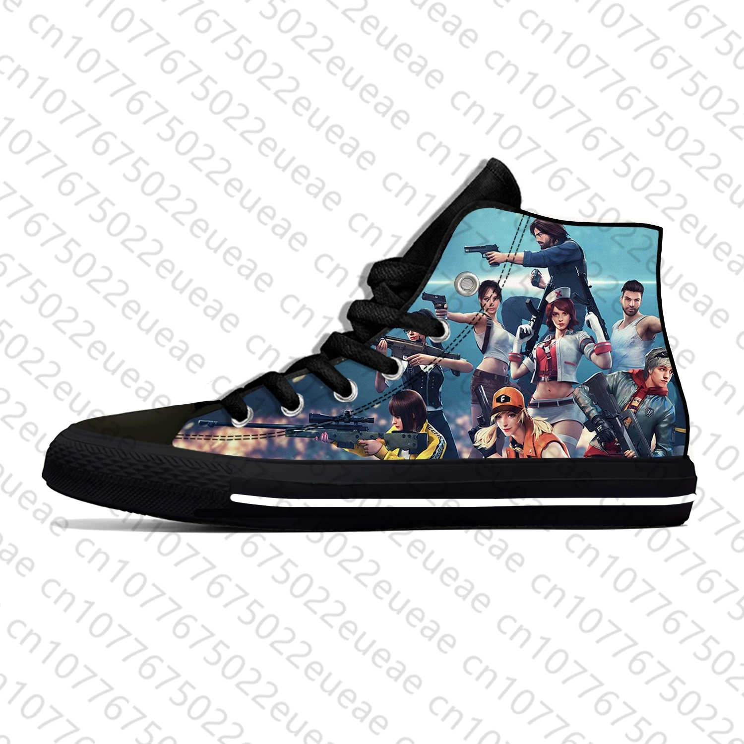 Free Fire Game Pattern panno leggero stampa 3D divertente moda calda scarpe di tela alte scarpe da ginnastica traspiranti Casual da donna da uomo